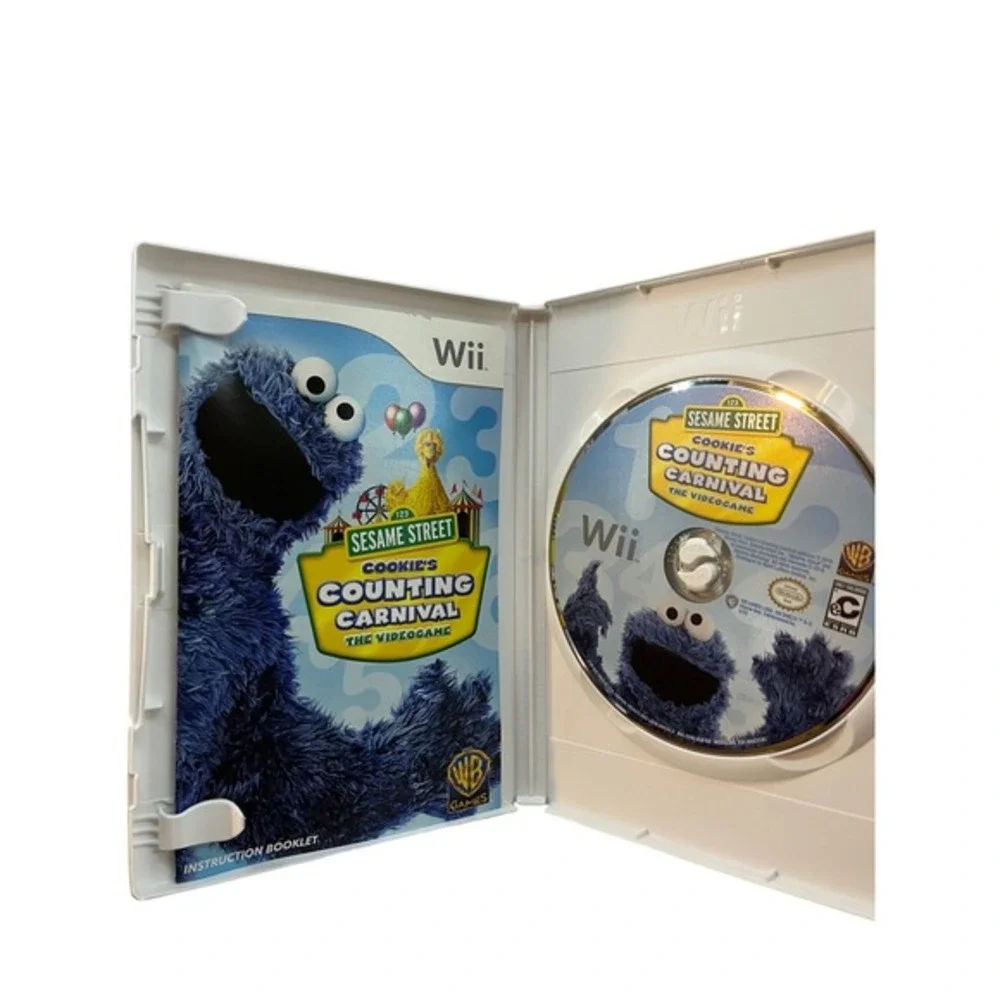 WB Games Sesame Street Cookie's Counting Carnival Wii Kids White Excellent‎ CIB